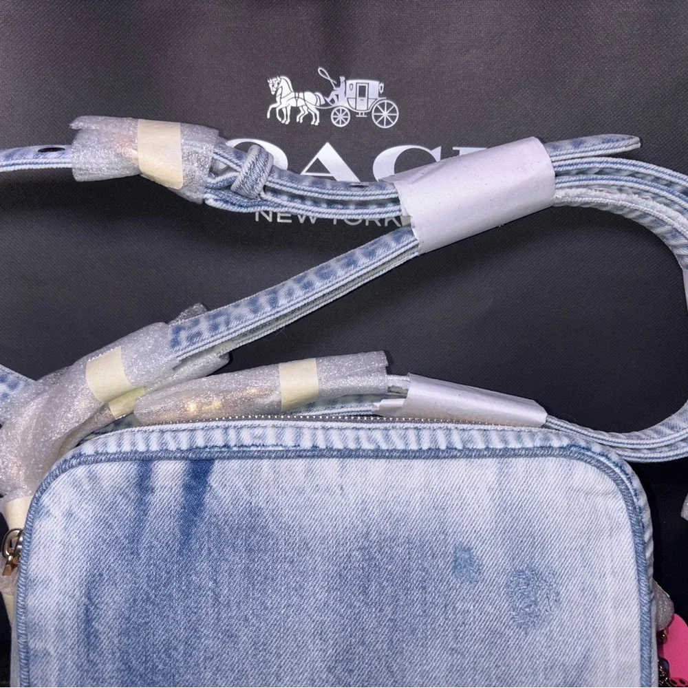 NWT Last One!!! Coach Carey Crosby Bag in Loved Denim with Charms - Picture 13 of 13